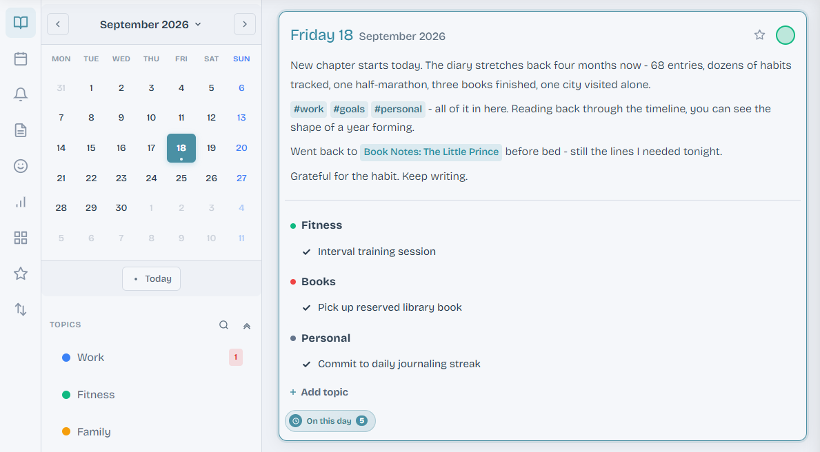 idazery's journal and planner interface.