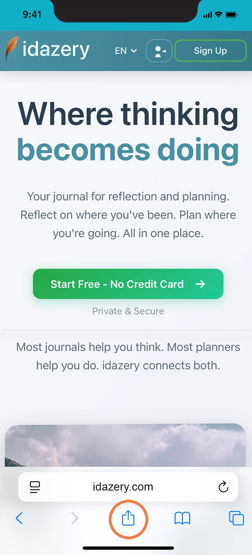 Open idazery.com in Safari browser