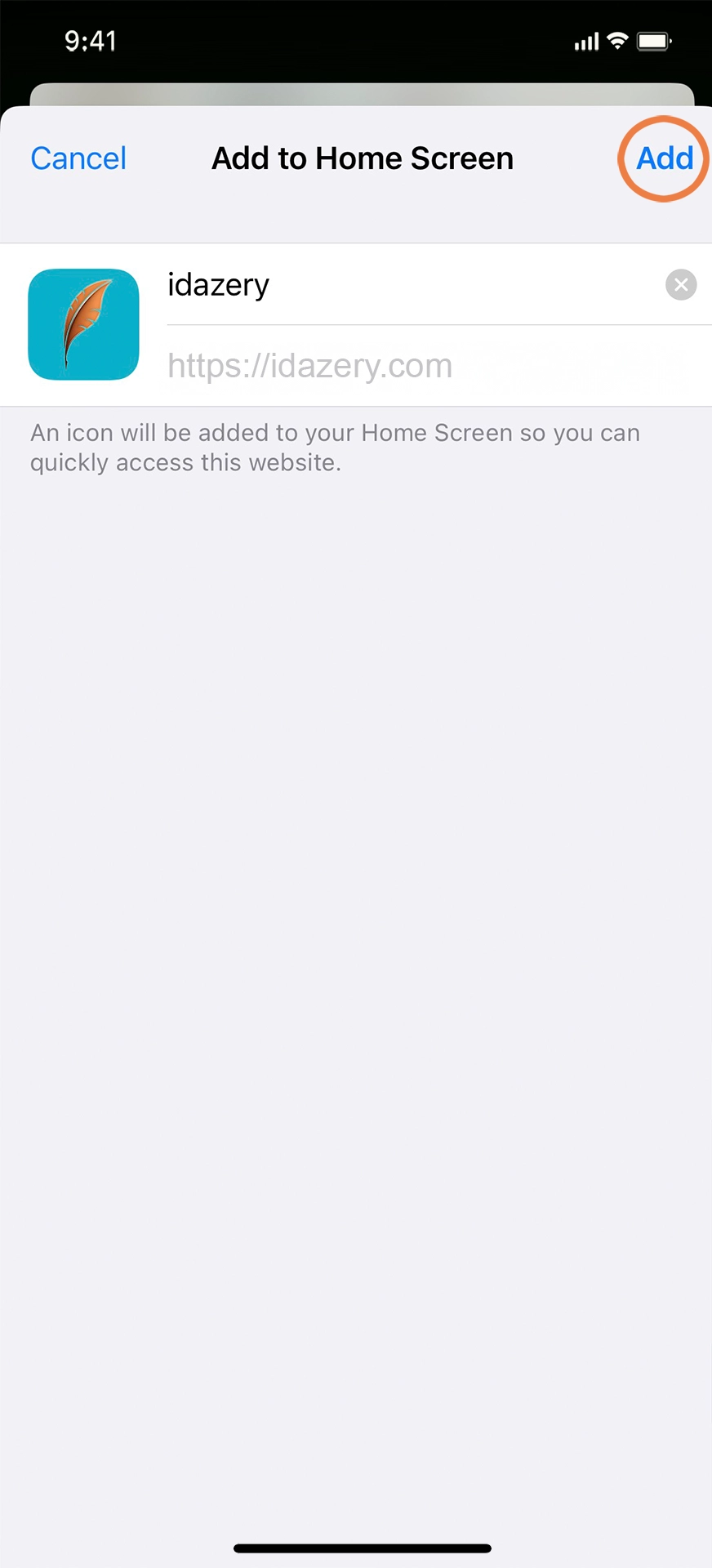 Tap Add to confirm installation