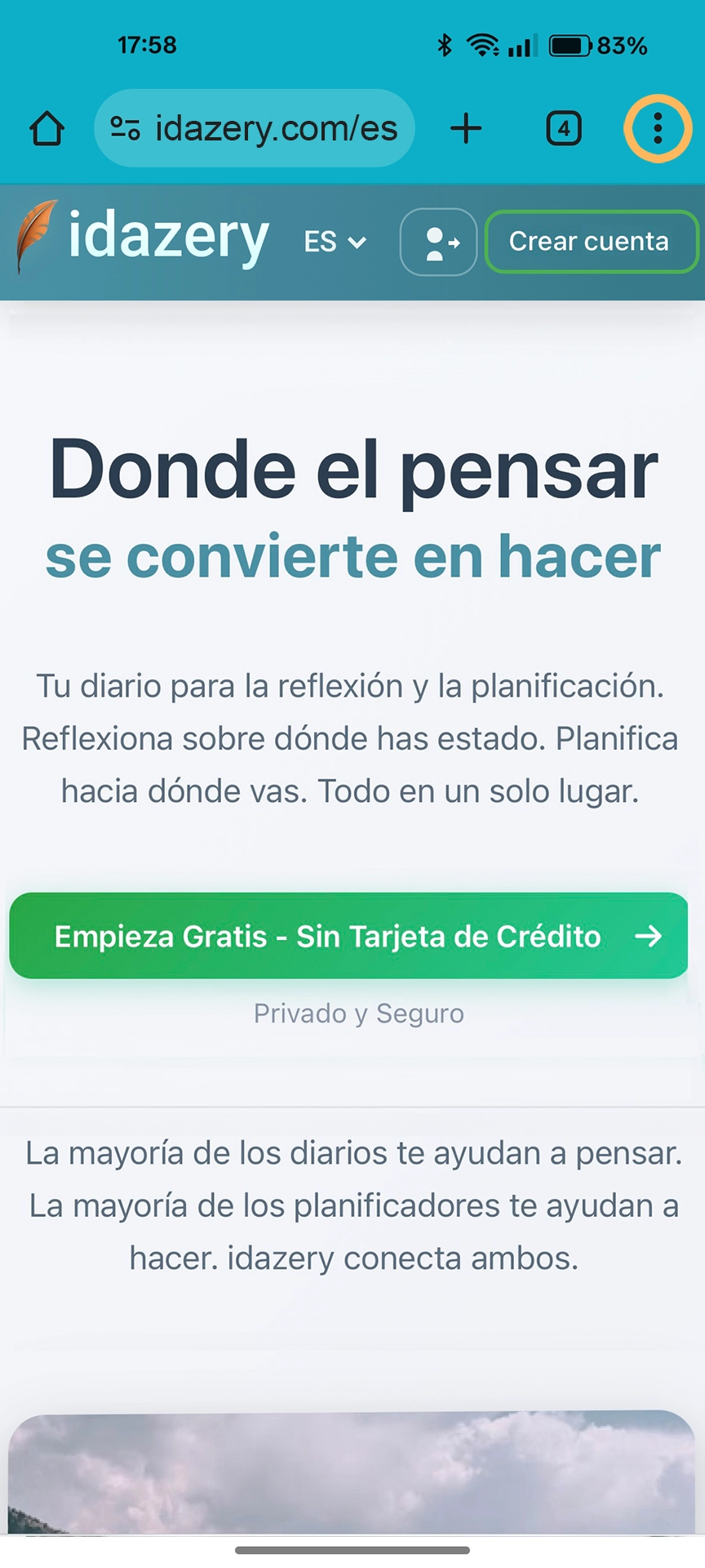 Abre idazery.com en el navegador Chrome