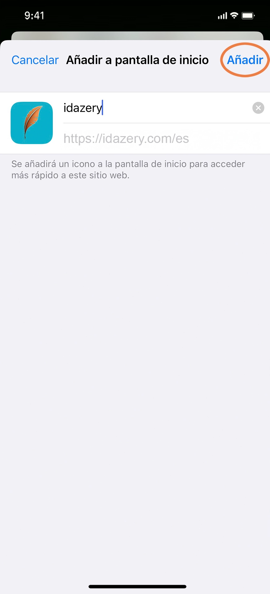 Pulsa Añadir para confirmar la instalación