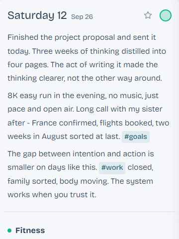 Journal: a day's entry