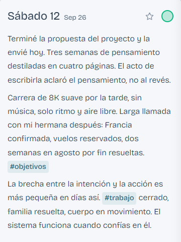 Diario: entrada de un día