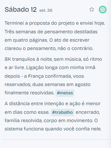 Diário: entrada de um dia