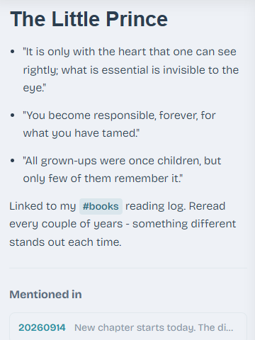 Notes: a note about a book