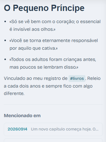 Notes: nota sobre um livro ou referência