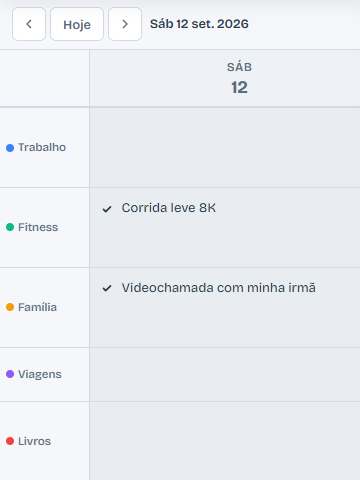 Planejador: vista semanal ou mensal