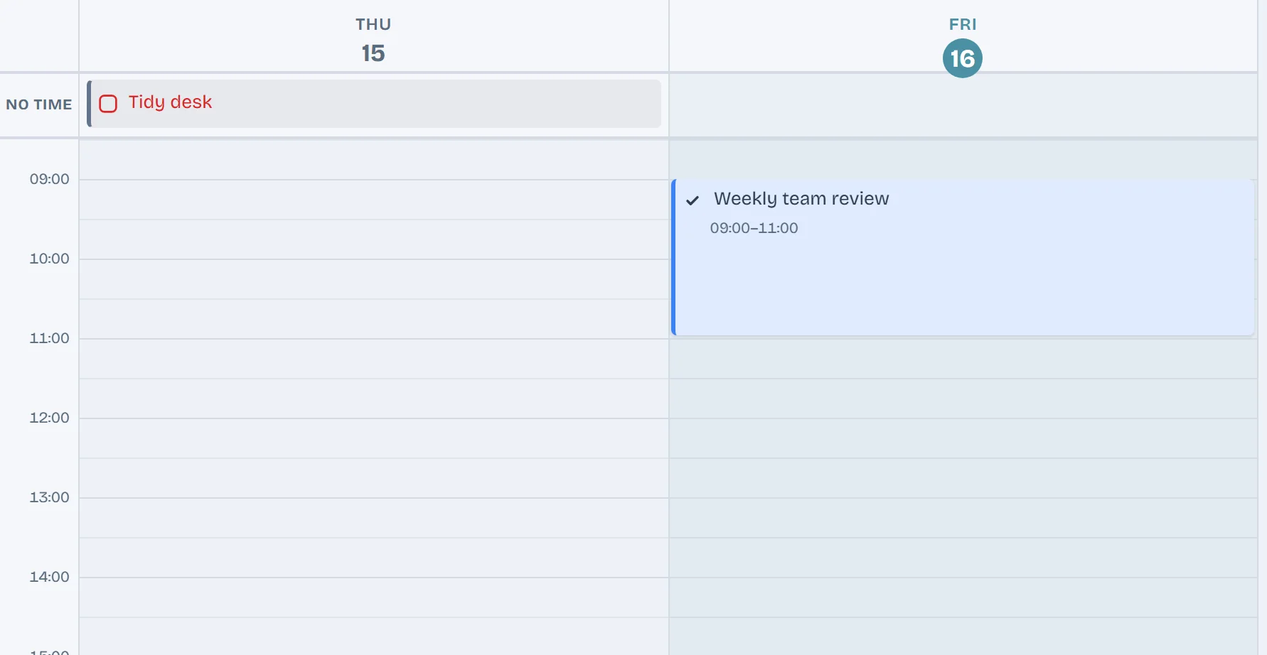 Agenda by the hour, with the tasks of the week